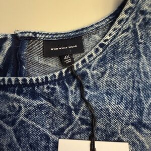 Who What Wear Blue Acid Wash Midi Dress 4X